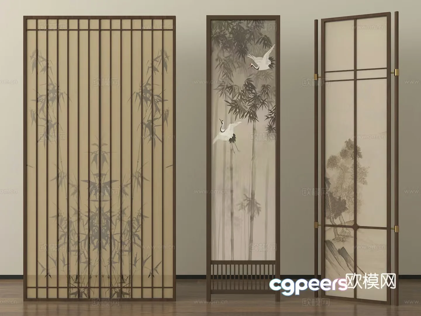 Japanese-Style Room Divider 3D Model – 9183 – VRAY Render