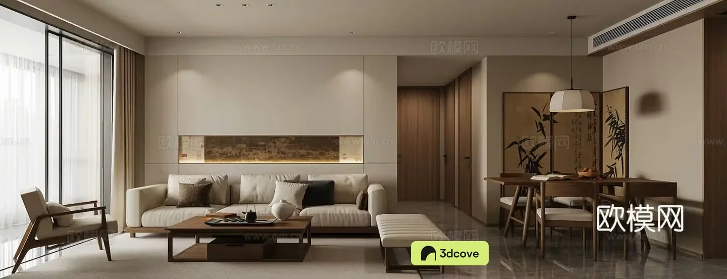 New Chinese style living and dining room