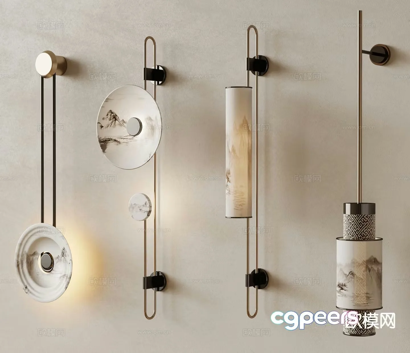 New Chinese style wall lamp 3d model