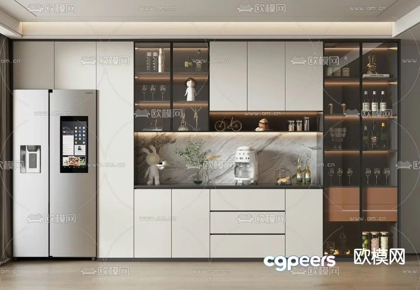 Modern wine cabinet sideboard 3d model