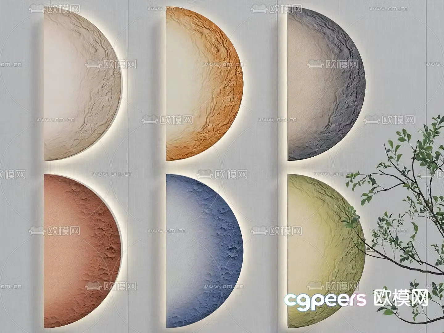 Half Moon Light Moon Light Gypsum Light 3D Model
