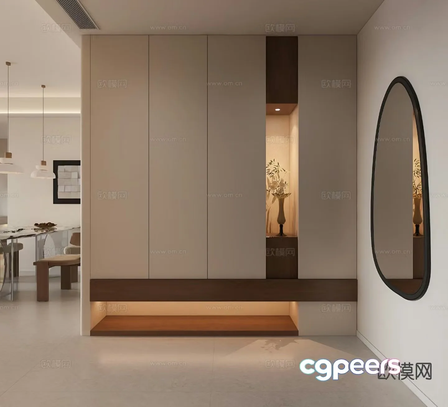 Modern entrance shoe cabinet 3d model