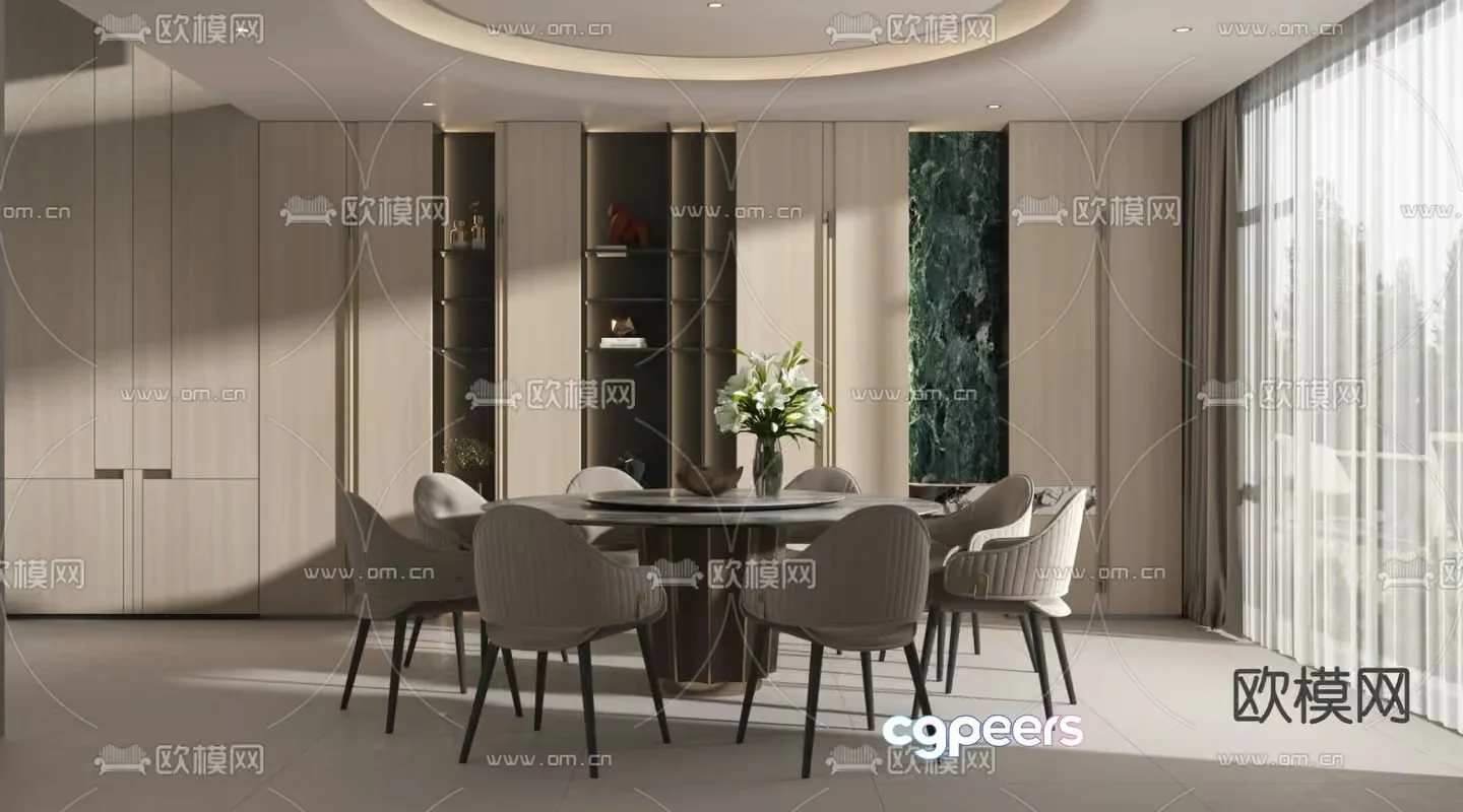 Modern Dining Room 3D Model – 17389 – VRAY Render