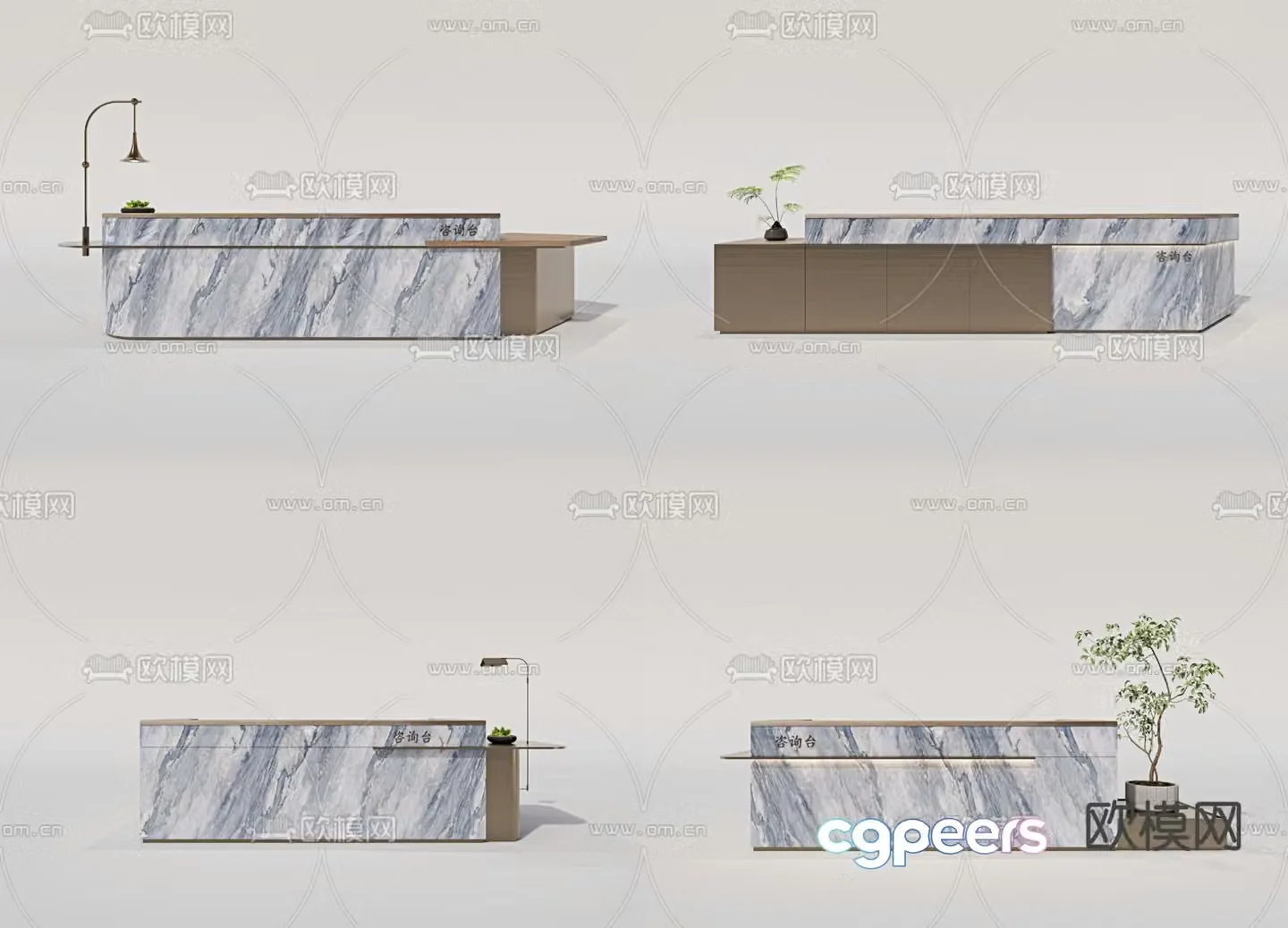 Front desk service desk reception desk 3d model