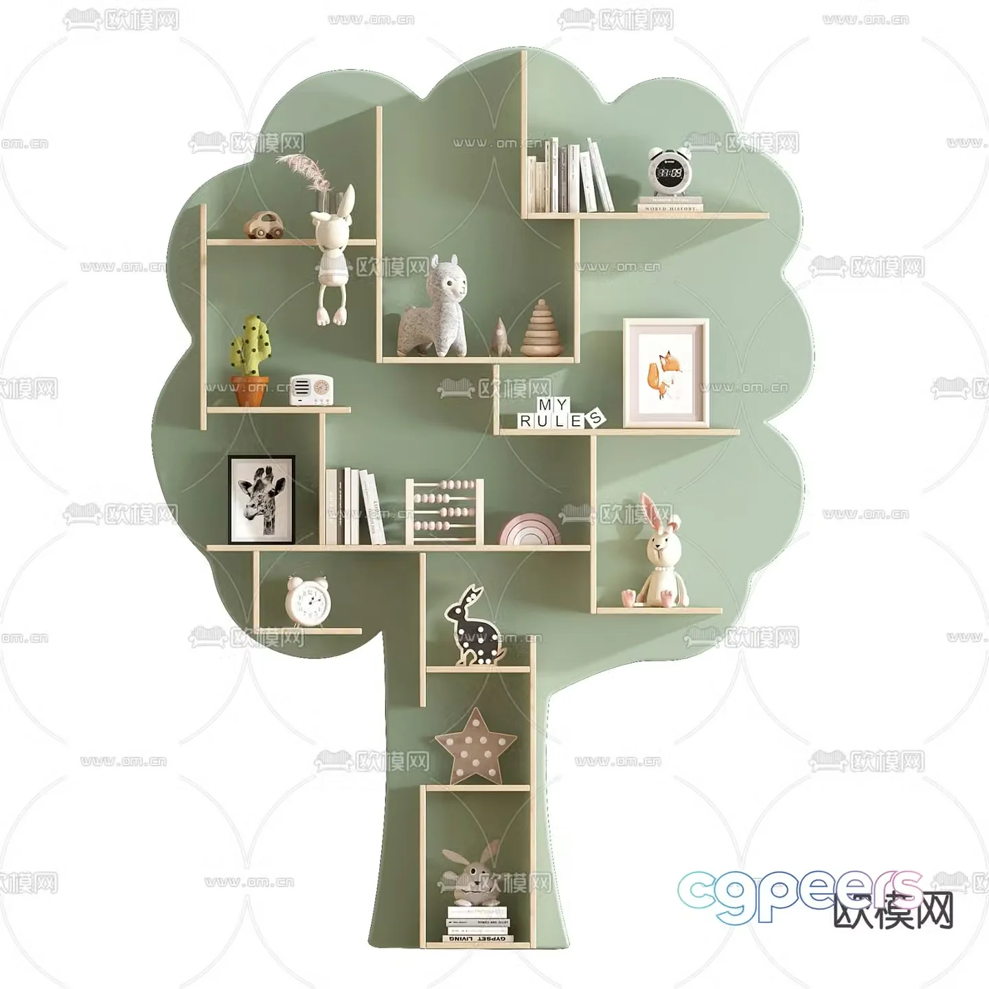Children’s bookshelf tree shelf 3d model