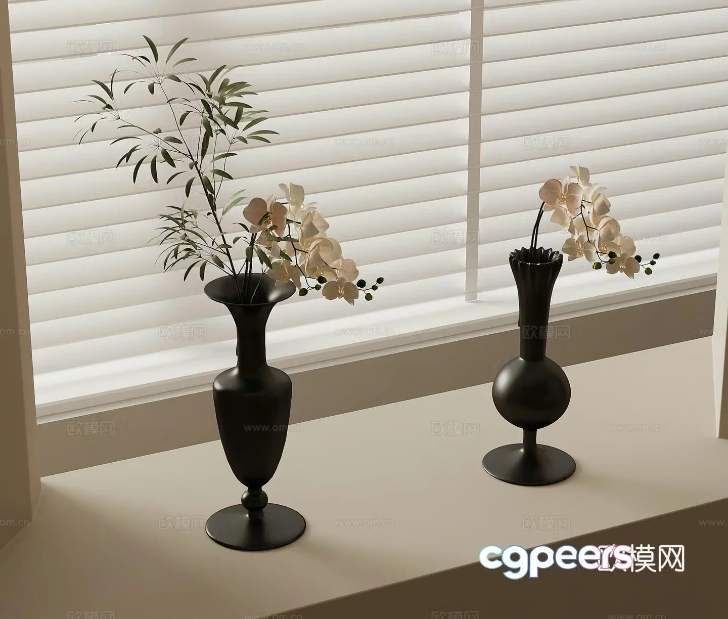 French vase floral 3d model