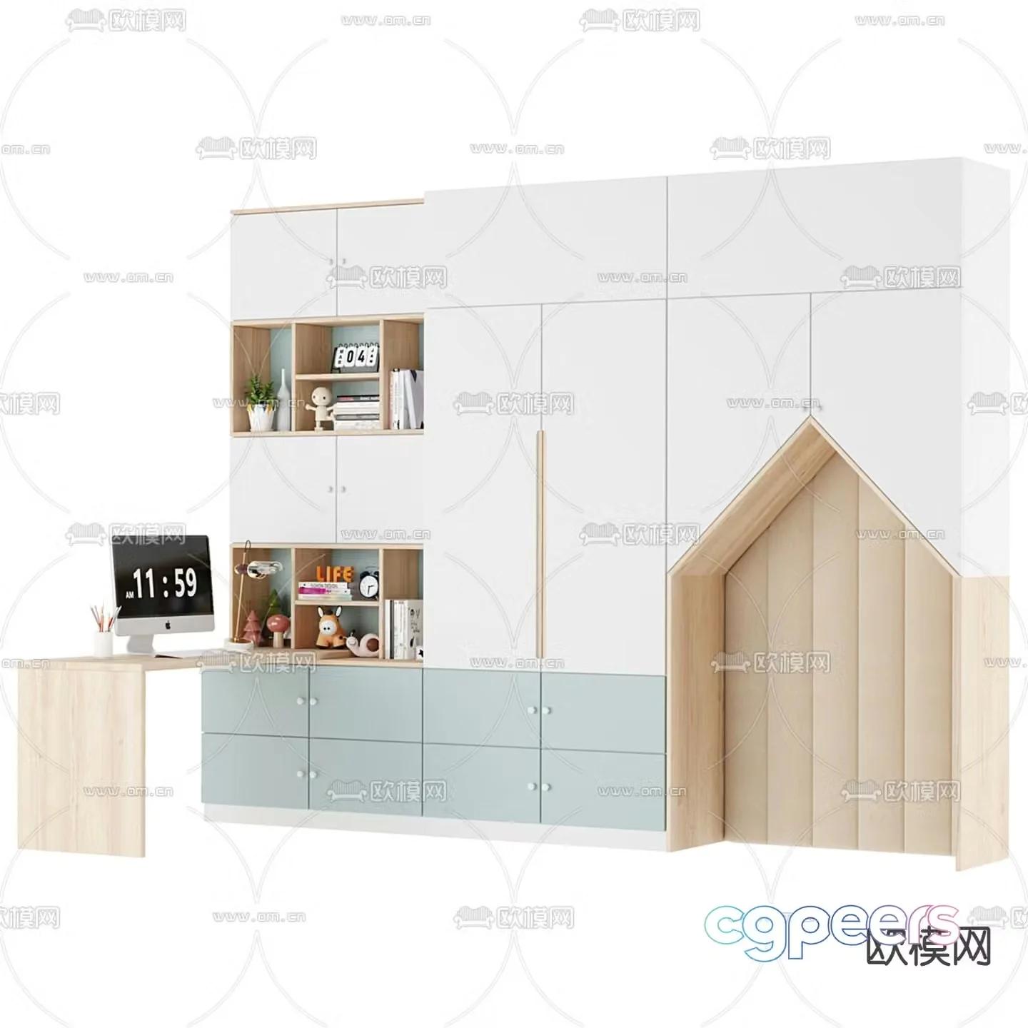 Children’s bookcase decorative cabinet 3d model