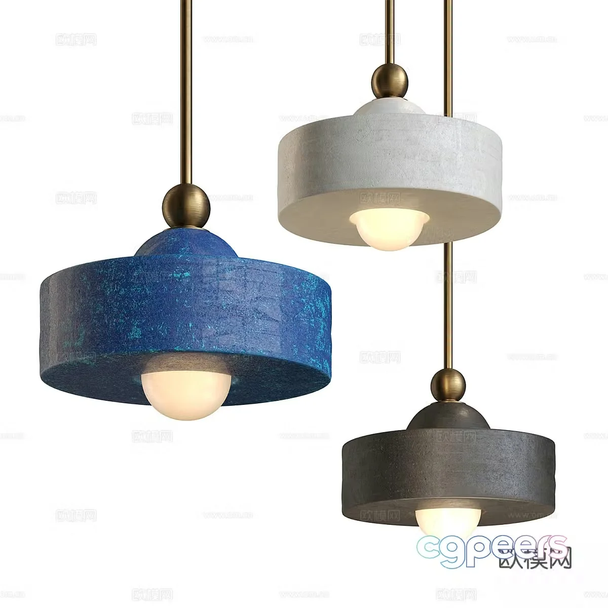 New Chinese style decorative hanging line light 3D model