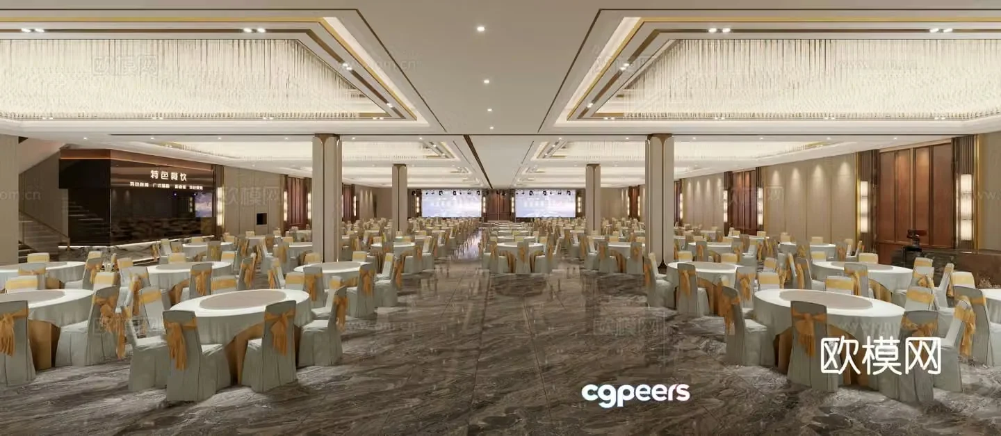 Modern hotel lobby Banquet Hall 3D model