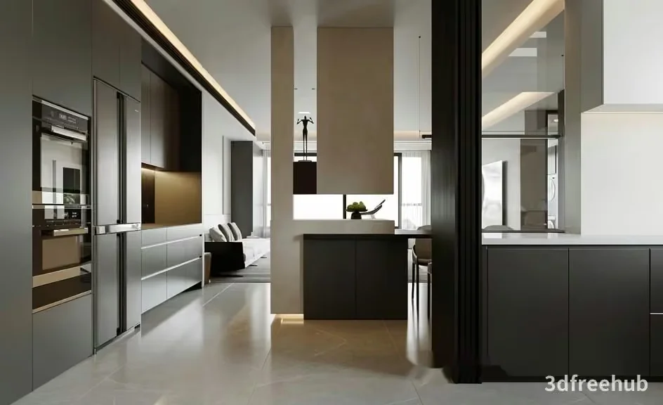 Modern Kitchen 3D Model – 18829 – VRAY Render
