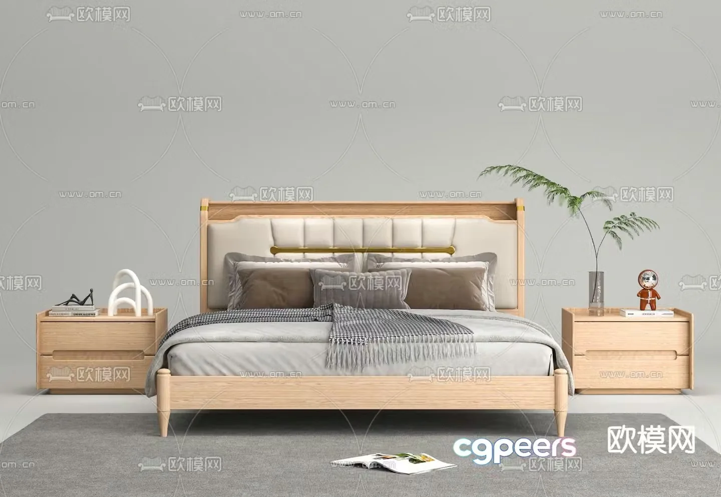 Nordic double bed 3d model