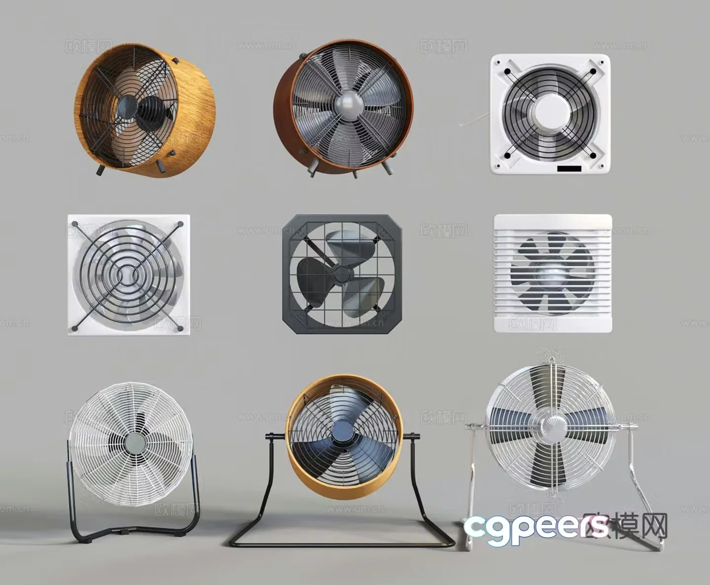 Modern horn fan floor fan ventilation exhaust fan desktop fan flow fan 3D model