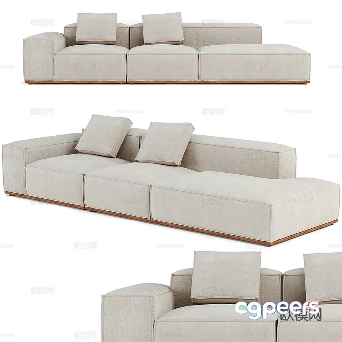 Three seater sofa upholstered sofa 3d model