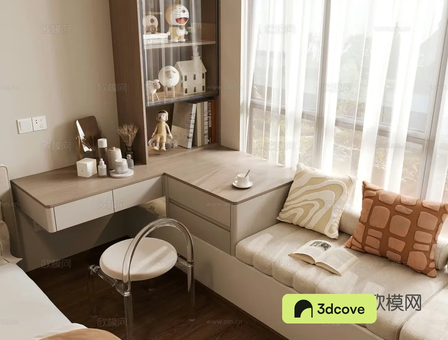 Modern bay window cabinet dressing cabinet
