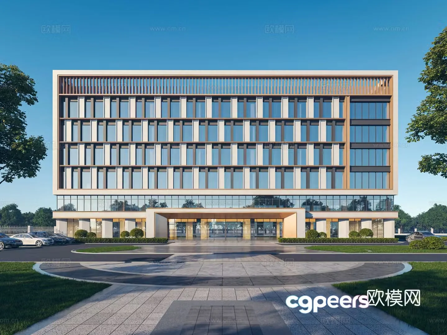 Modern office building exterior 3d model