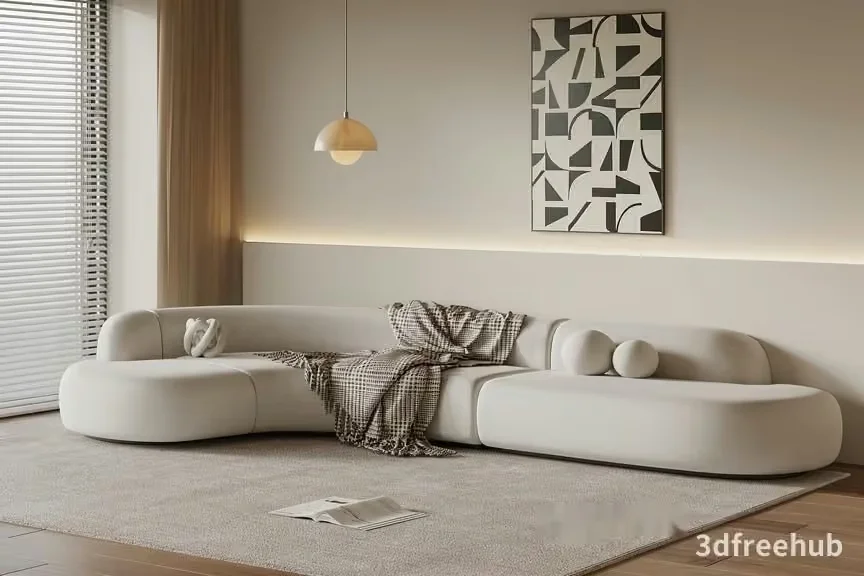 Modern White Couch 3D Model – 22973 – VRAY Render