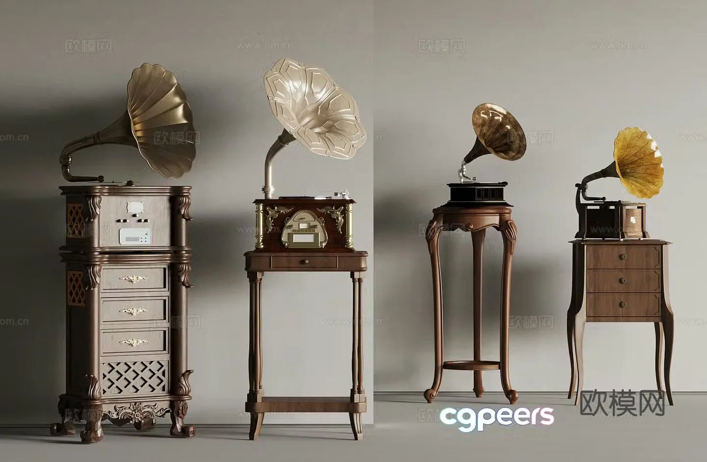 French decorative cabinet side cabinet gramophone ornament 3D model