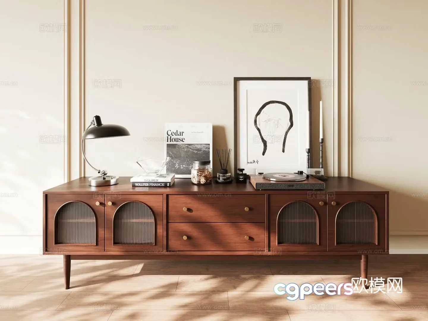 Medieval style TV cabinet 3D model