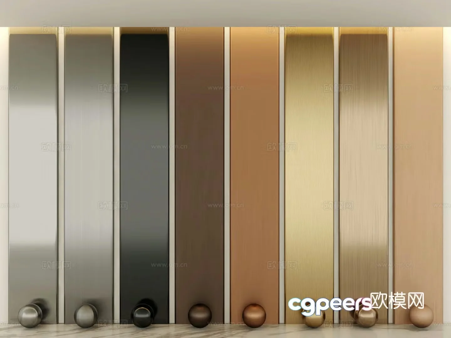 Brushed metal plate wall panel 3D model