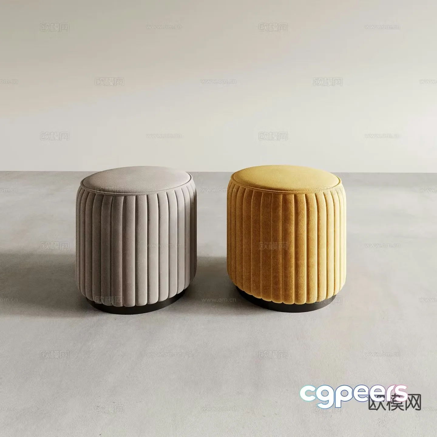 Modern stool sofa stool round stool dressing stool 3d model