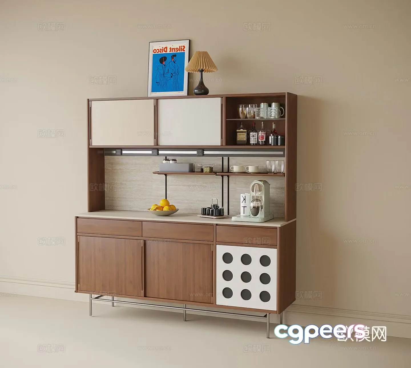 French bedside cabinet cupboard dining cabinet 3D model