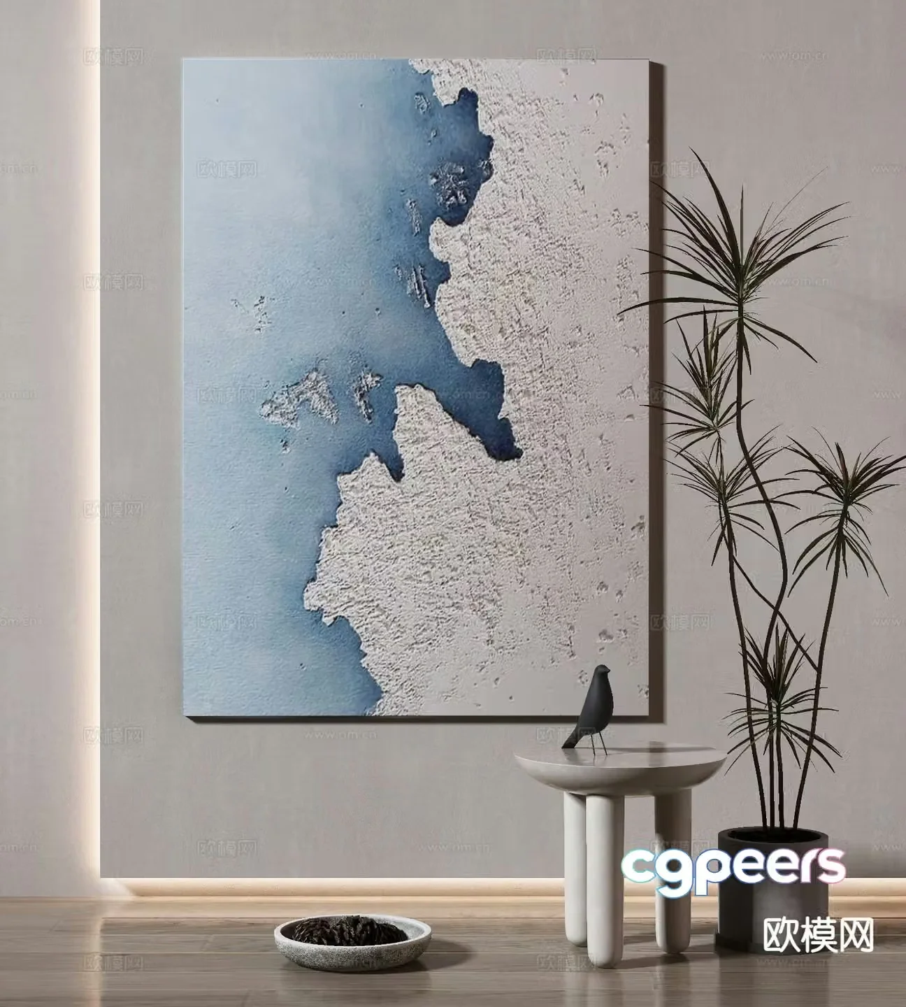 Modern texture painting decorative painting 3d model