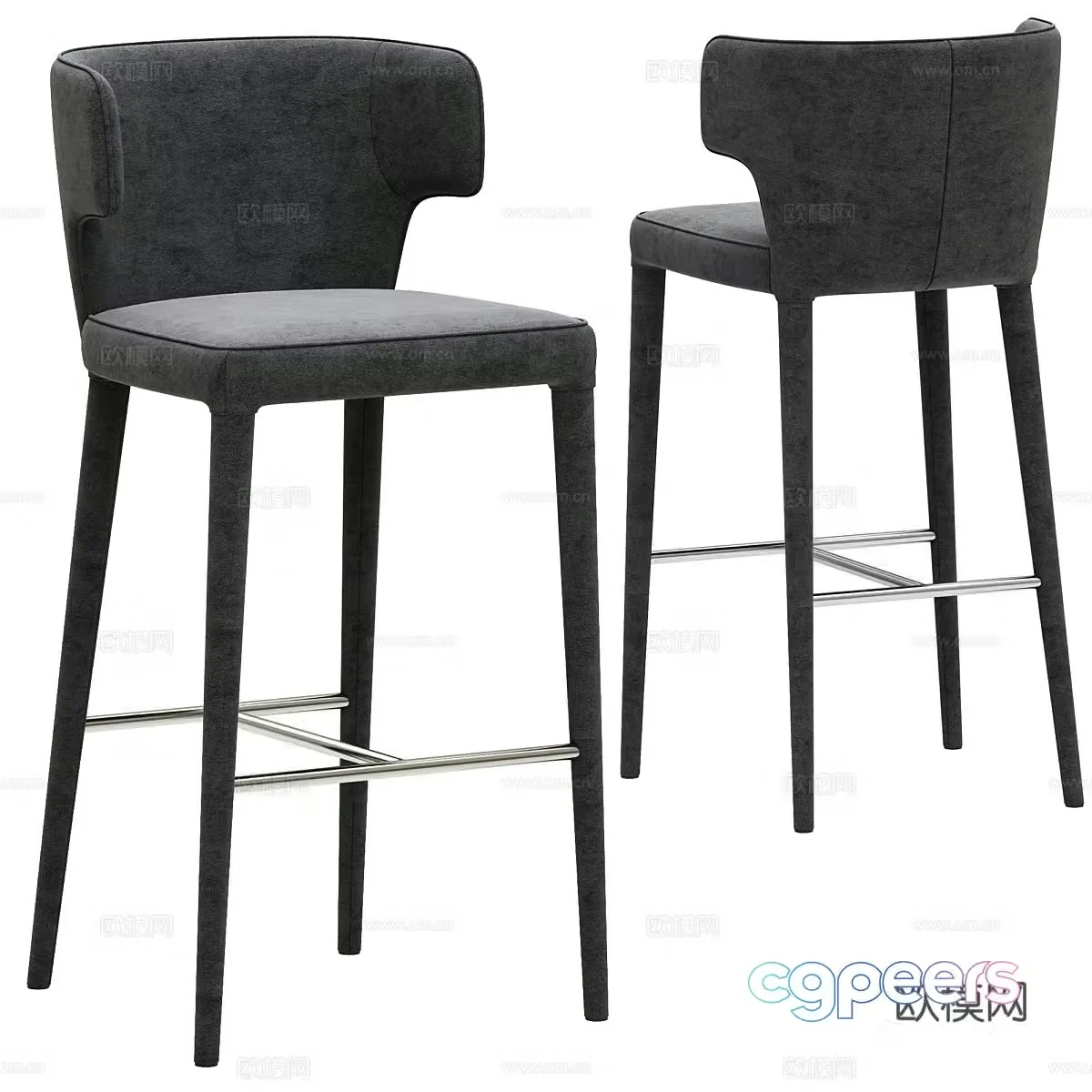 Modern Italian fabric bar chair 3D model