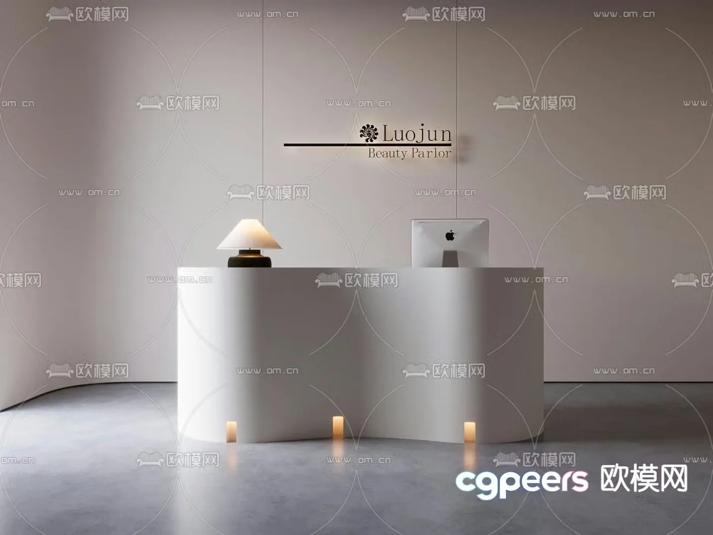Modern front desk reception desk service desk information desk 3d model