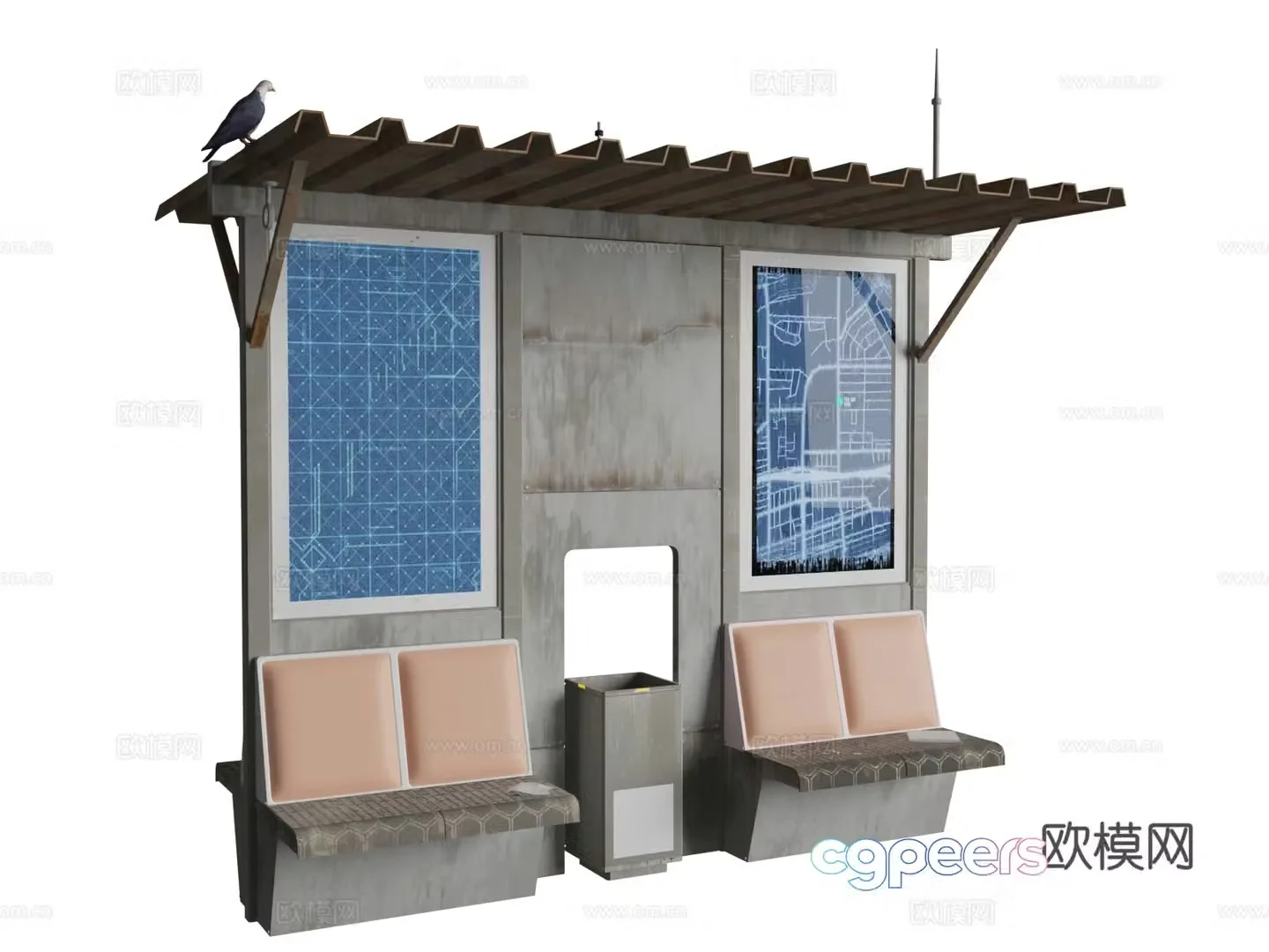 Cyberpunk Bus Station Cyberstyle 3D Model