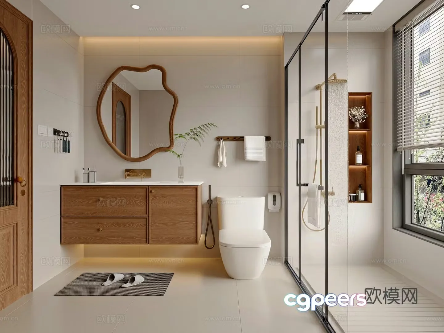 Middle-aged bathroom bathroom cabinet bathroom supplies shower toilet 3d model