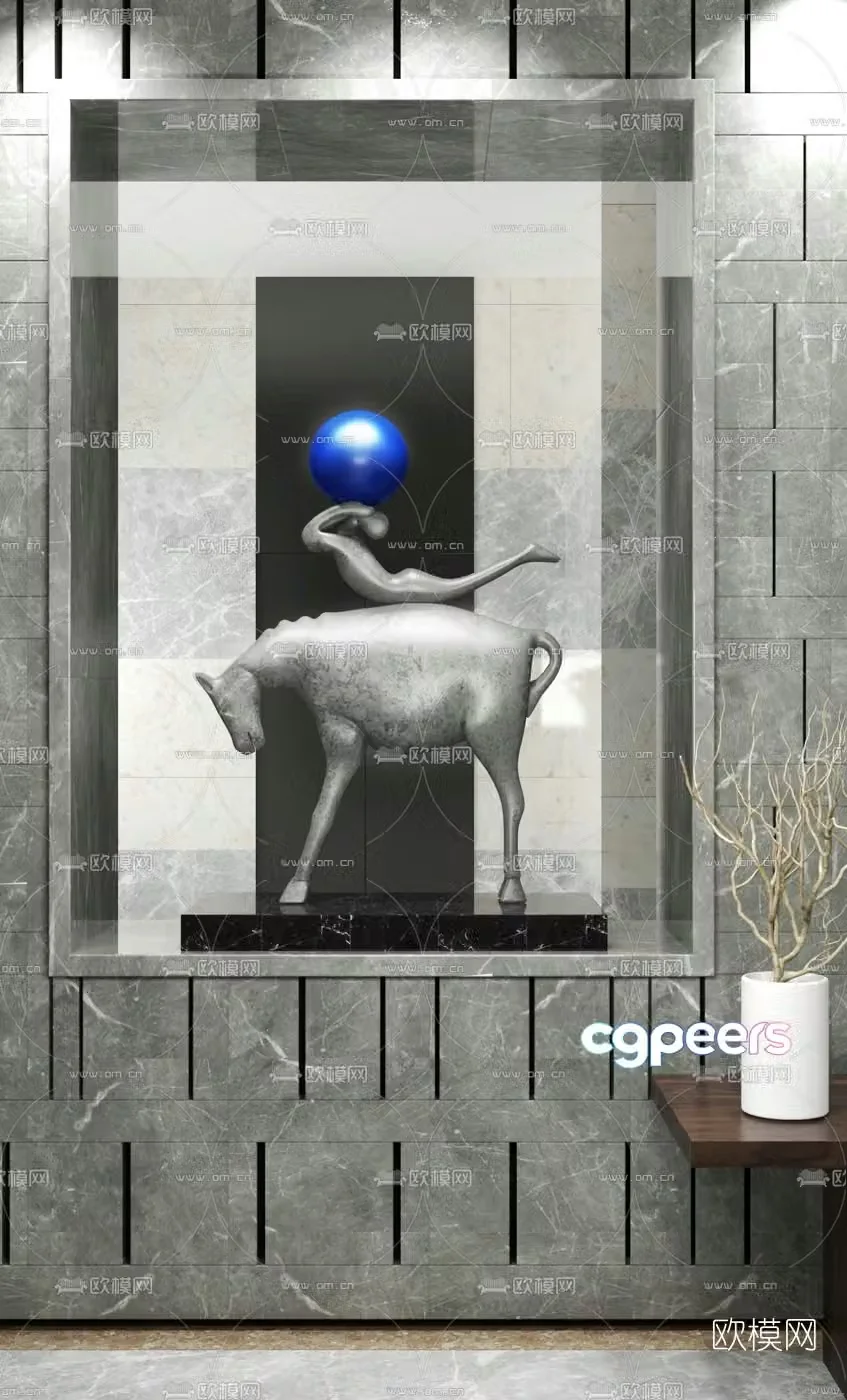 Wanpin Architectural Design New Chinese Ceramic Horse Ornament 3D Model