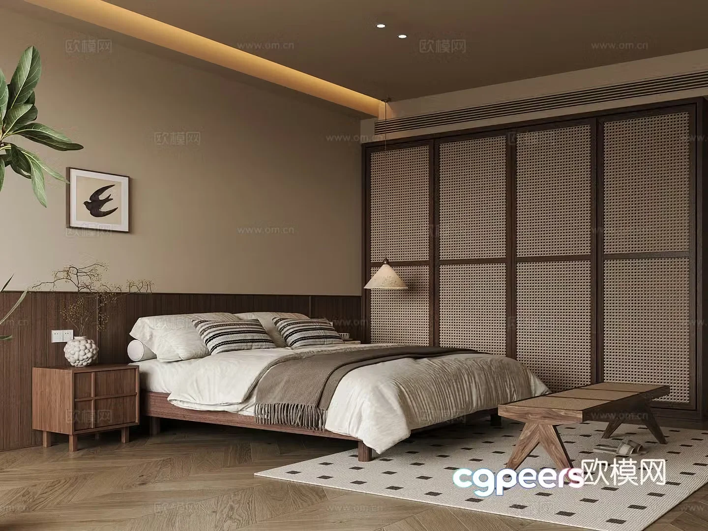 Bedroom Jijifeng bedroom medieval style bedroom wardrobe double bed 3D model