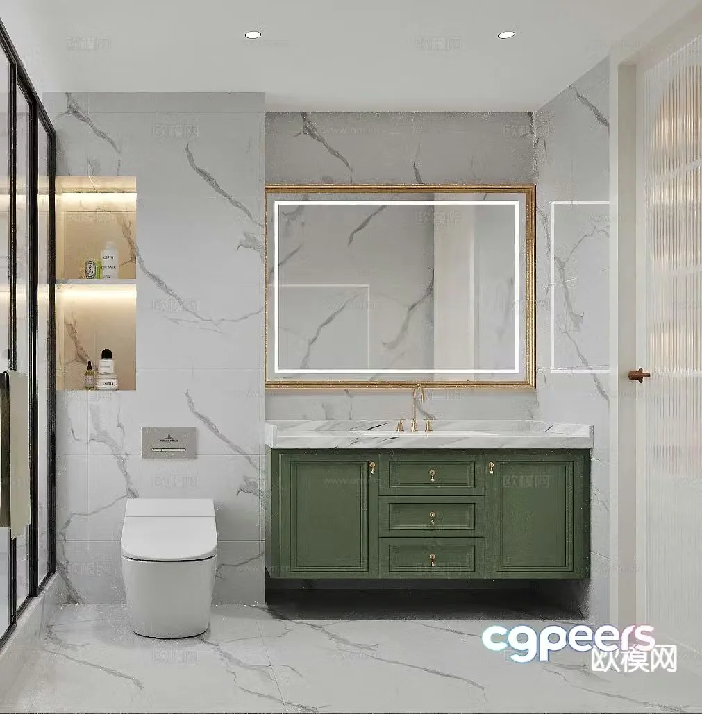 American style bathroom toilet 3d model