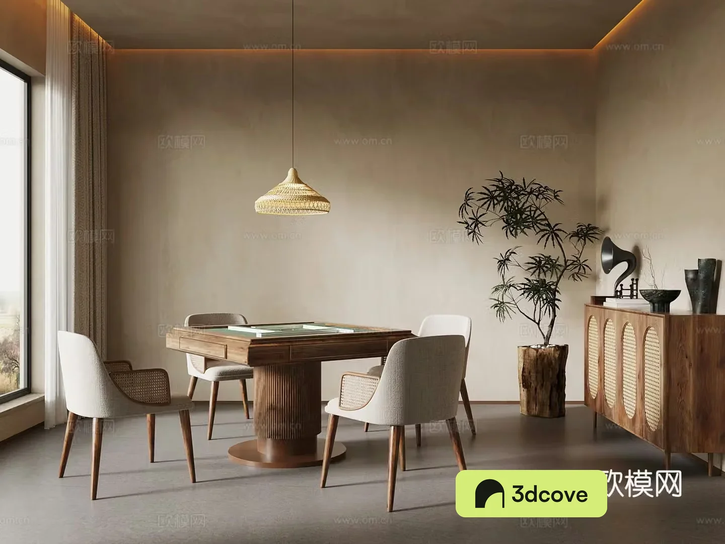 Chess and card room Wasabi style Chess and card room Mahjong room Mahjong table 3D model
