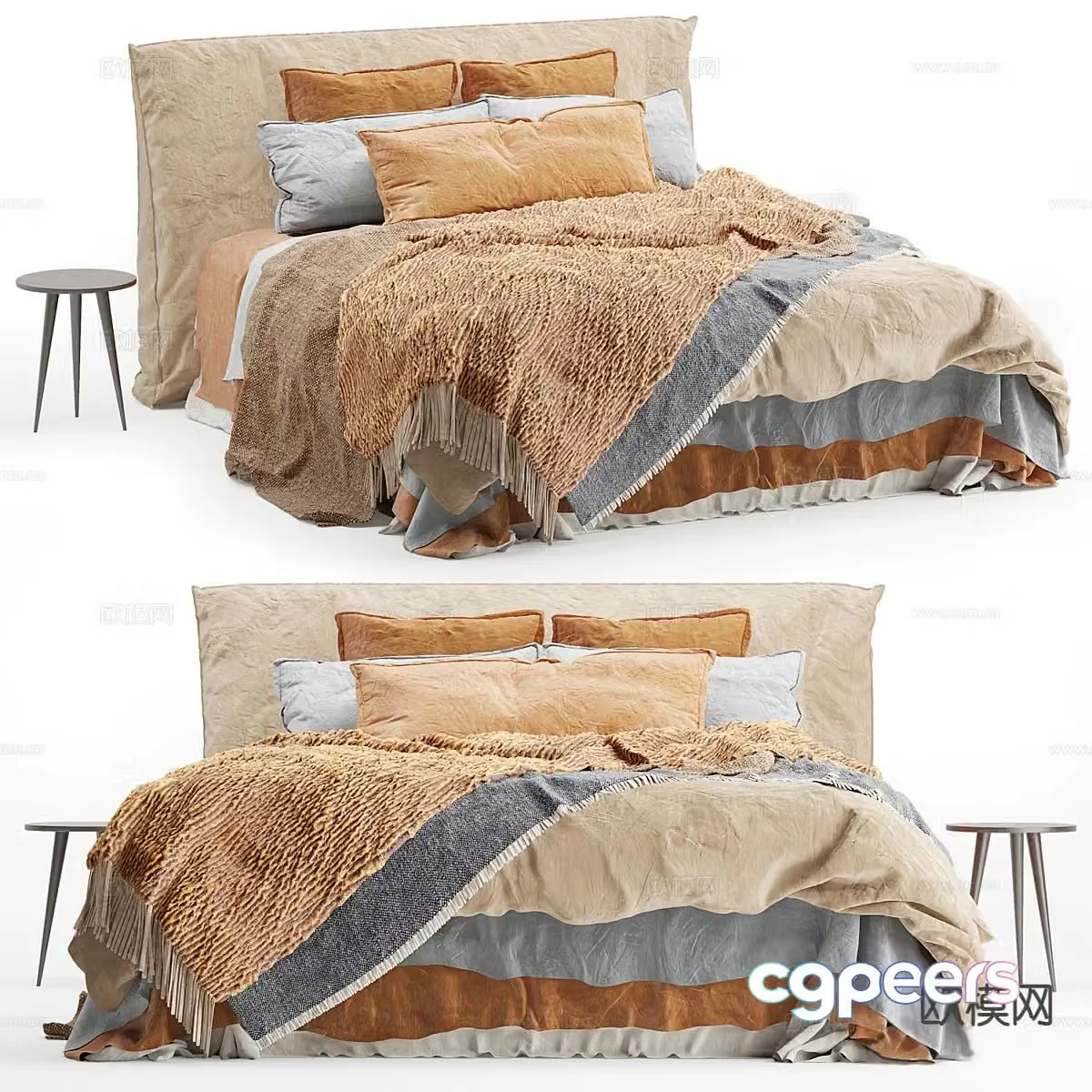 Wabi-sabi double bed 3d model