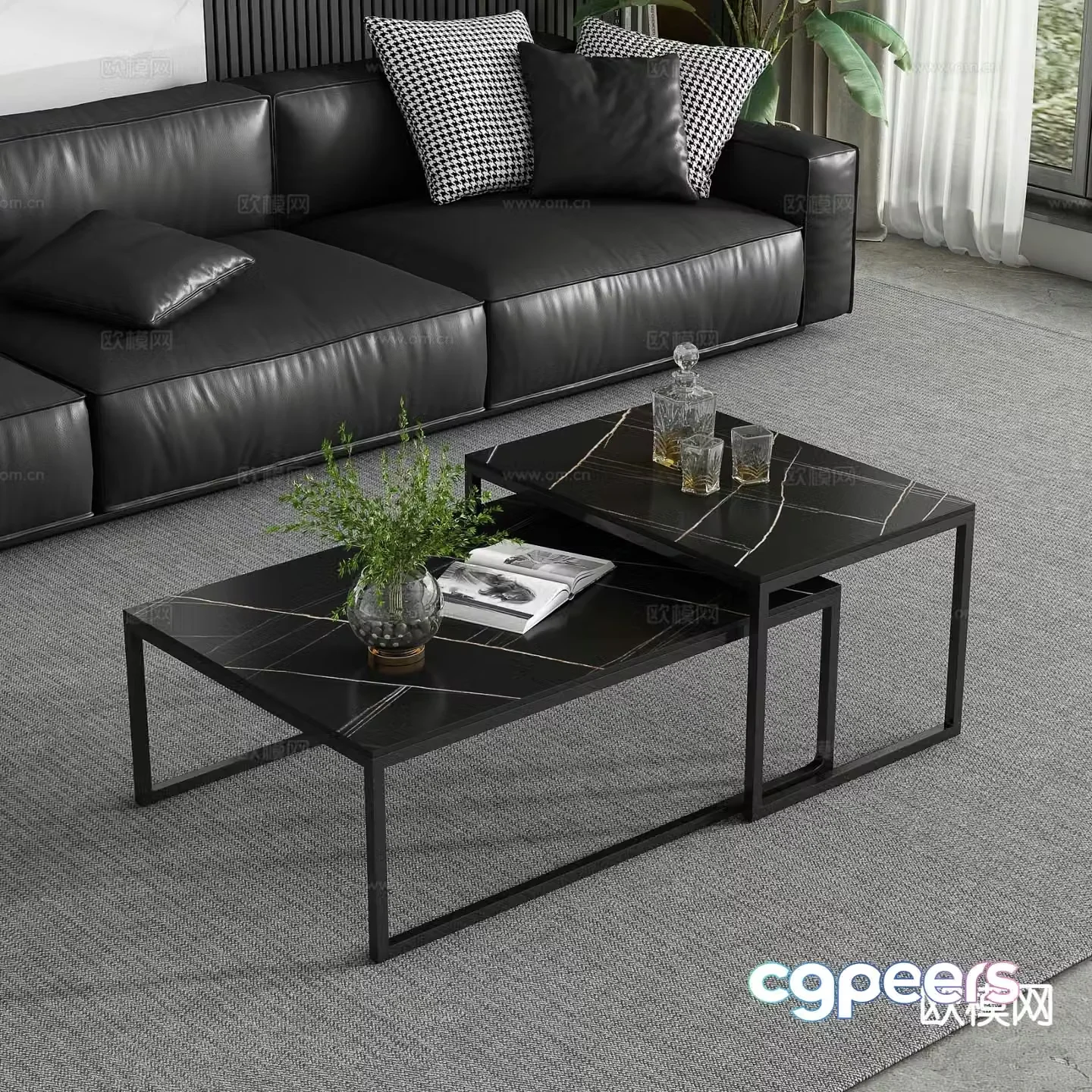 Modern double coffee table 3d model