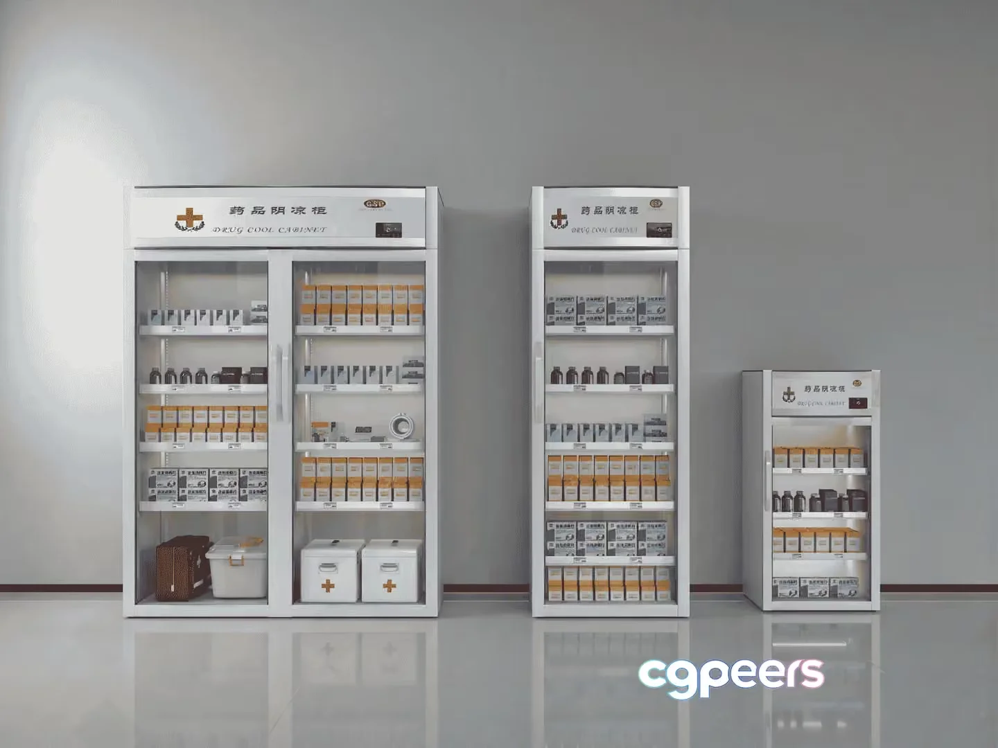 Three Drug Cabinets 3D Model – 13728 – VRAY Render