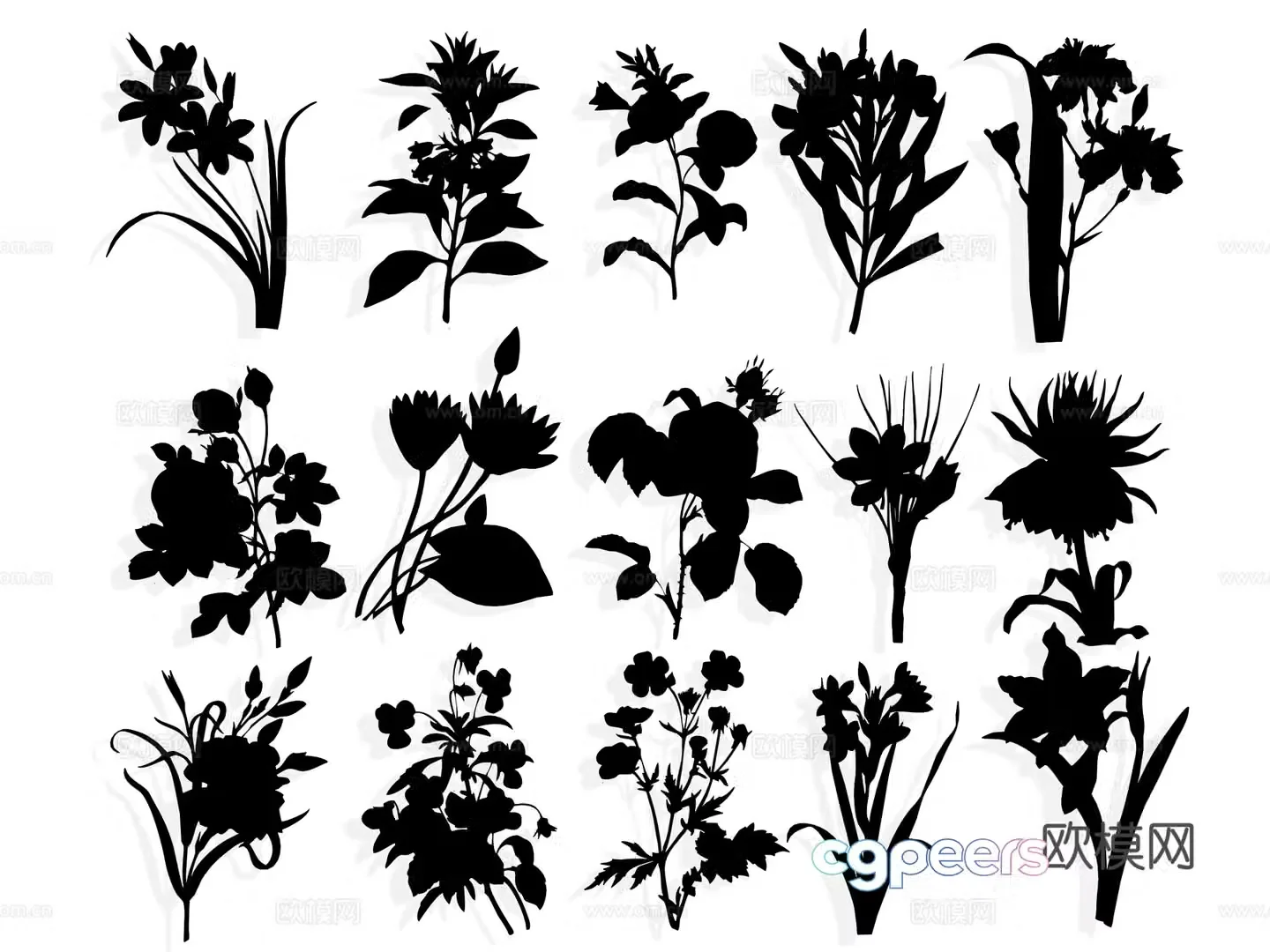 National Tide Carving Flower Silhouette Winter Plum Blossom Wall Sticker 3D Model