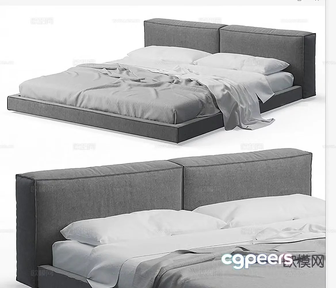 Modern double bed 3d model