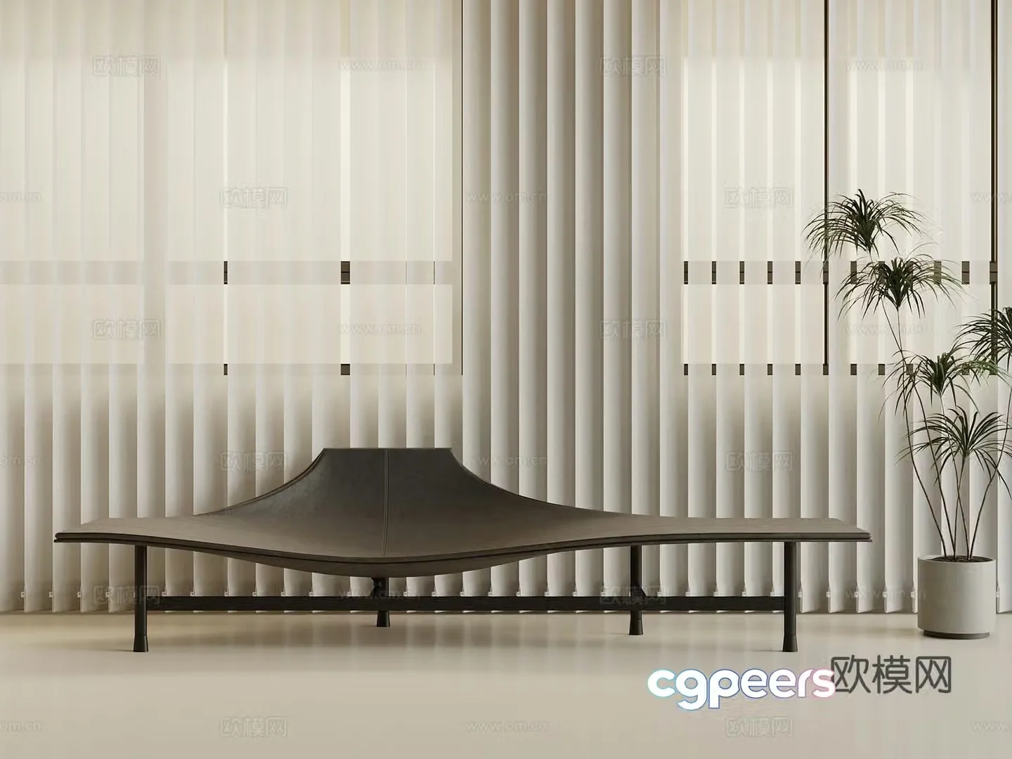 Modern dream curtains leisure chair casual bench 3d model