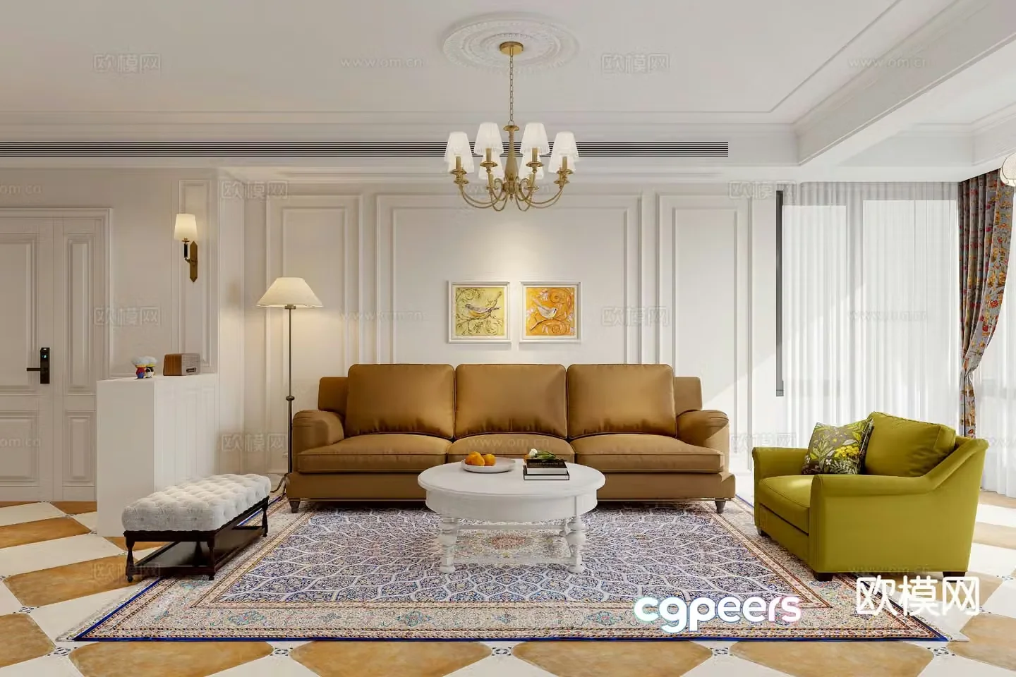 American living room 3d model