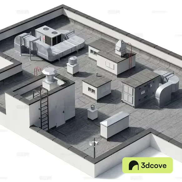 A Rooftop With Various Air Conditioning Units