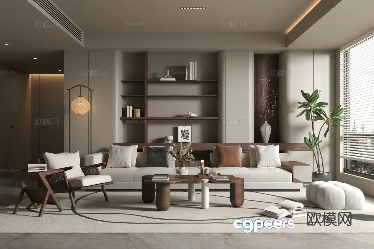 Wabi-sabi living room 3d model