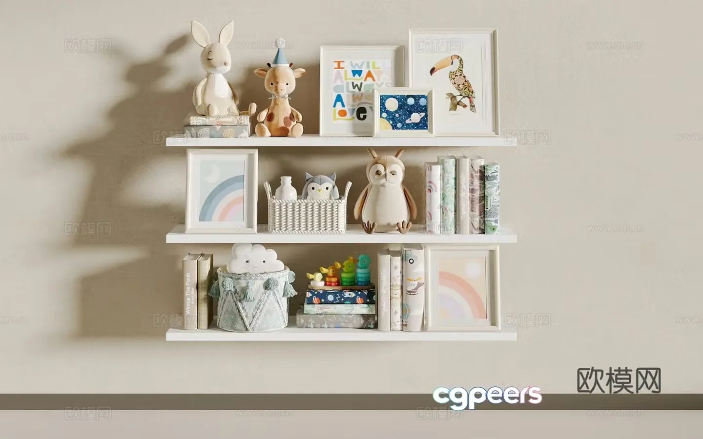 Children’s bookshelf toys 3d model