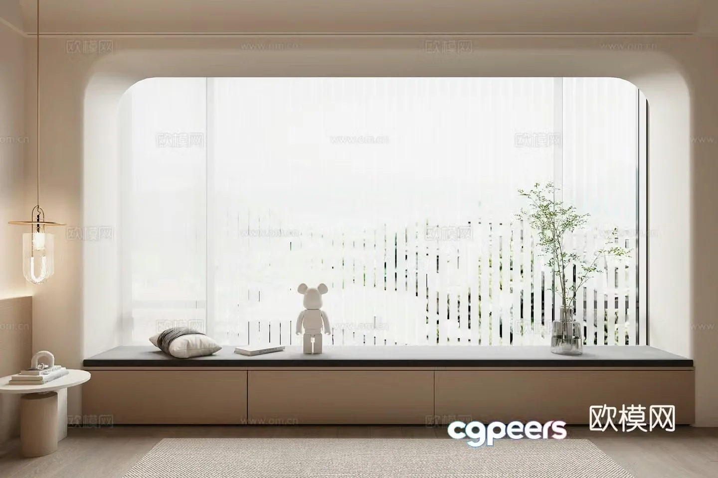 Creamy wind bay window 3d model