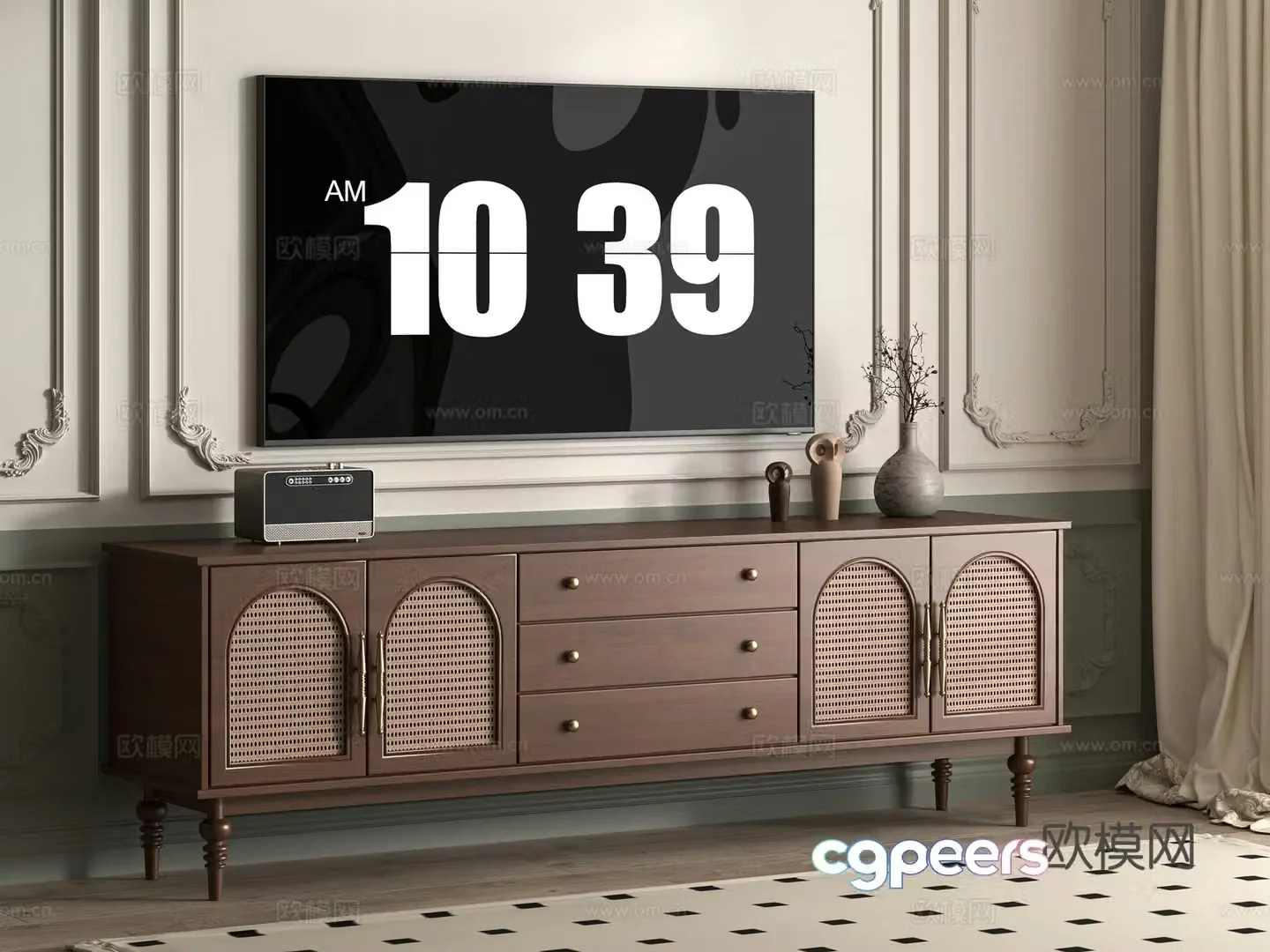 Medieval style TV cabinet 3D model