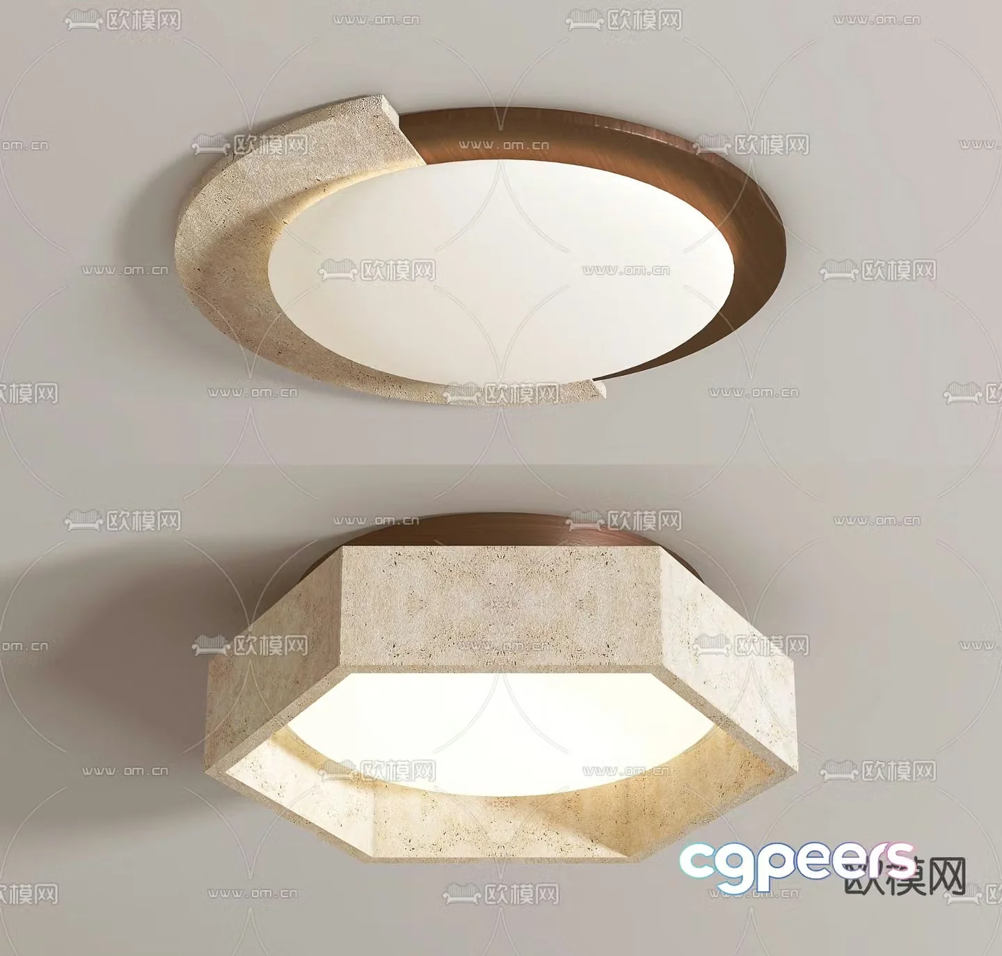 Wabi-sabi style ceiling lamp geometric ceiling lamp 3d model