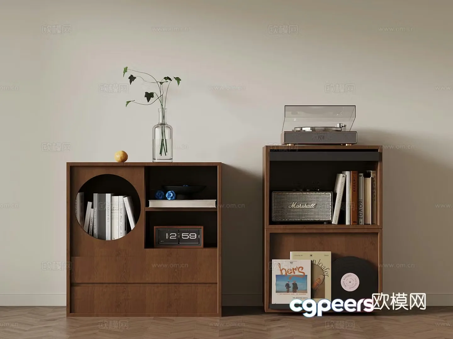 Medium style cabinet low cabinet 3d model