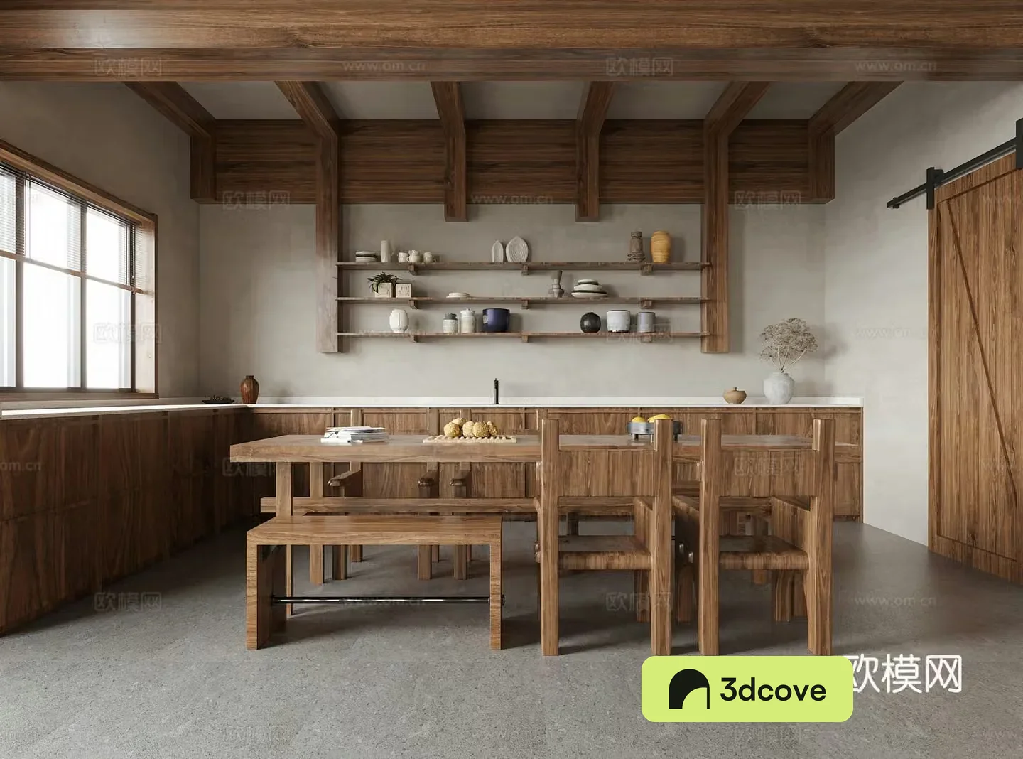 Wasabi Restaurant Dining Table and Chair 3D Model