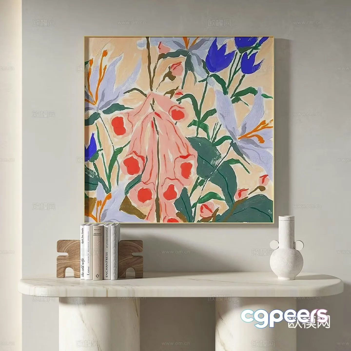 Modern oil painting cream simple decorative painting 3d model